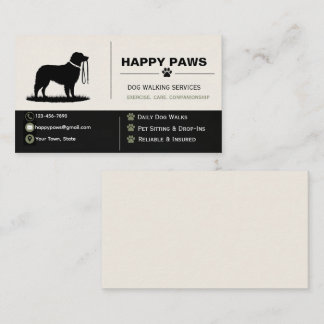Carte De Visite Services de Promenade de Chiens Professionnels Sil