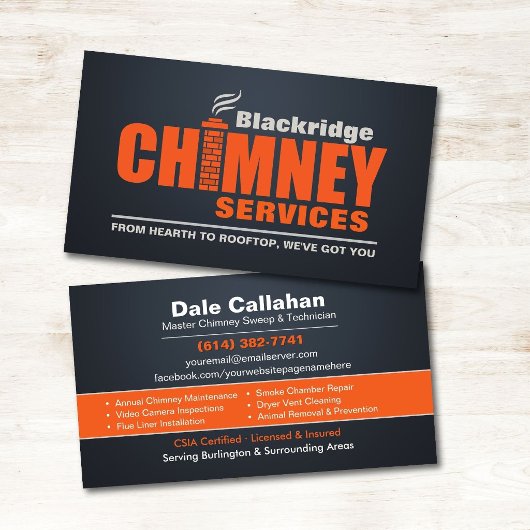 Carte De Visite Services de Ramonage de Cheminée et de Cheminées M