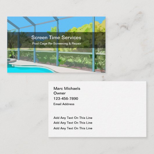 Carte De Visite Services De Réexamen Et De Réparation Du Pool (Devant / Derrière)