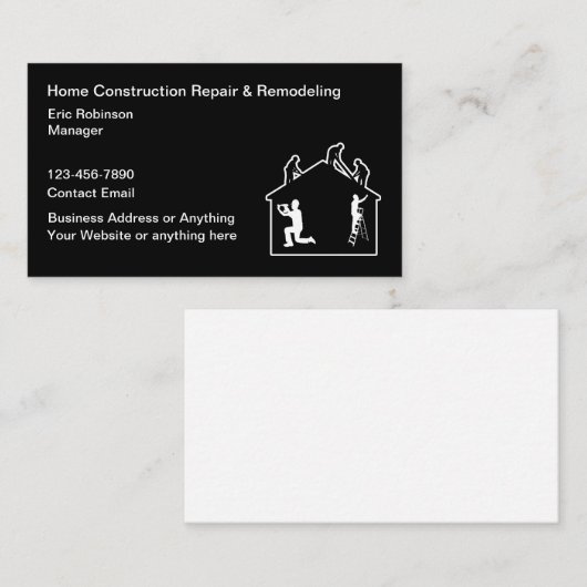 Carte De Visite Services de remodelage de la maison de constructio (Devant / Derrière)