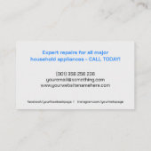 Carte De Visite Services de réparation d'appareils électroménagers (Dos)