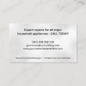 Carte De Visite Services de réparation d'appareils électroménagers (Dos)