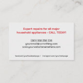 Carte De Visite Services de réparation de matériel (Dos)