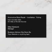 Carte De Visite Services de réparation de verre de l'automobile co (Dos)