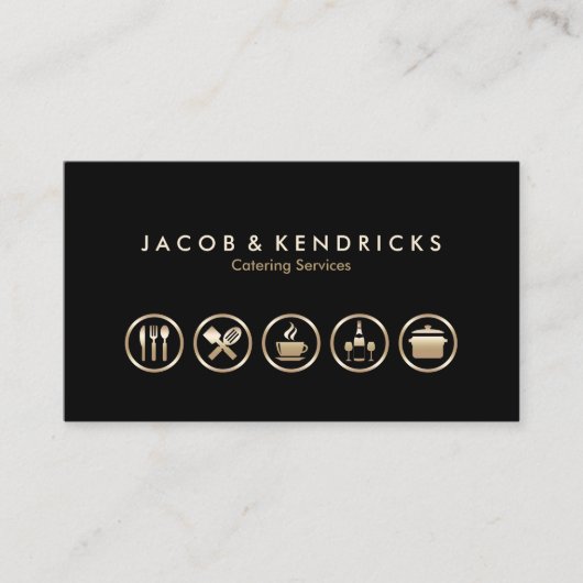 Carte De Visite Services de restauration Gold Icons BusinessCard (Devant)