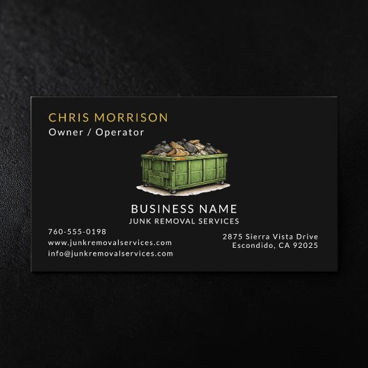 Carte De Visite Services de retrait des déchets
