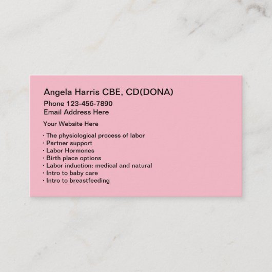 Carte De Visite Services de sage-femme de Doula (Devant)