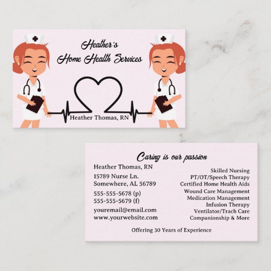 Carte De Visite Services de santé à domicile (Devant / Derrière)