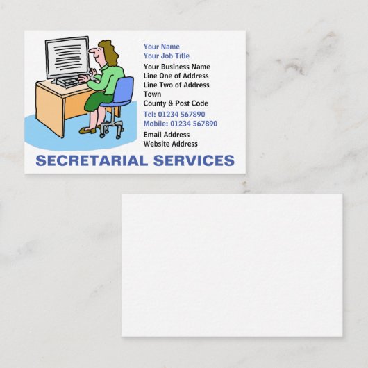 Carte De Visite Services de secrétariat (Devant / Derrière)