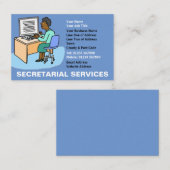 Carte De Visite Services de secrétariat avec secrétaire noir. (Devant / Derrière)