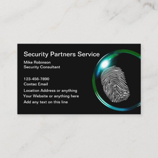 Carte De Visite Services de sécurité Empreinte digitale Détective (Devant)