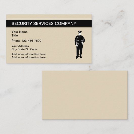 Carte De Visite Services de sécurité simples (Devant / Derrière)