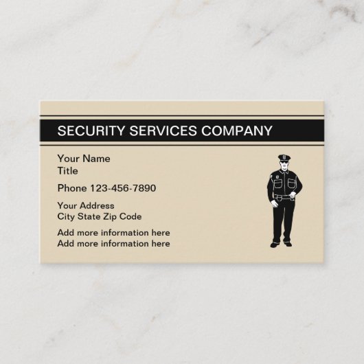 Carte De Visite Services de sécurité simples (Devant)