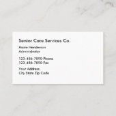 Carte De Visite Services de soins aux aînés (Dos)