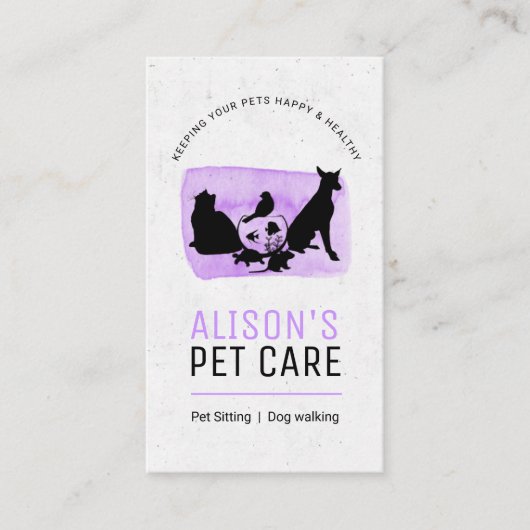 Carte De Visite Services de soins aux animaux de compagnie / Servi (Devant)