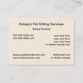 Carte De Visite Services de soins pour animaux (Dos)