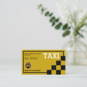 Carte De Visite Services de taxi simple et créatif noir et coché (Debout devant)