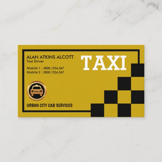 Carte De Visite Services de taxi simple et créatif noir et coché (Devant)