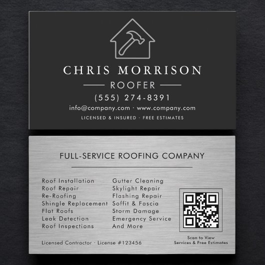 Carte De Visite Services de toiture professionnels Code QR
