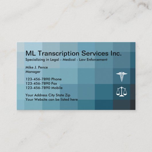 Carte De Visite Services de transcription (Devant)