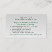 Carte De Visite Services de tutorat en biologie scientifique - ens (Dos)