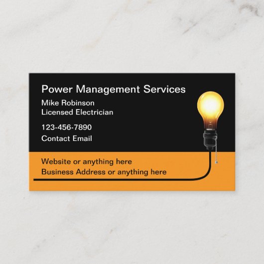 Carte De Visite Services d'électricien moderne et cool  (Devant)