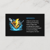 Carte De Visite Services d'électricien noir Professionnel (Dos)