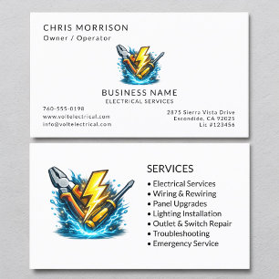 Carte De Visite Services d'électricien professionnel