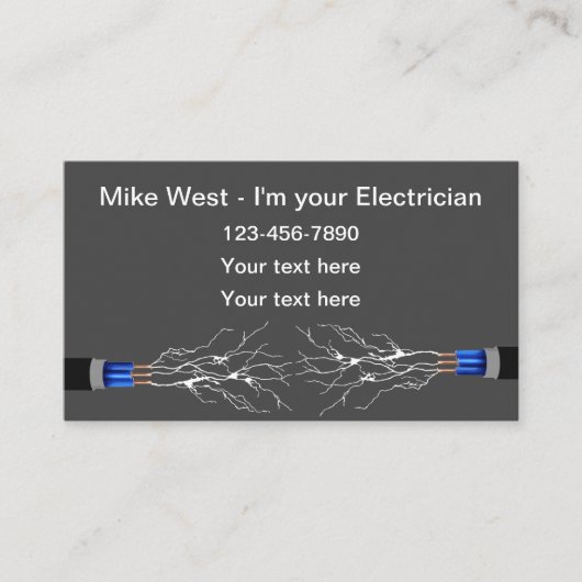Carte De Visite Services d'électricien simples (Devant)