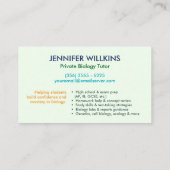 Carte De Visite Services d'enseignement de sciences de la biologie (Dos)