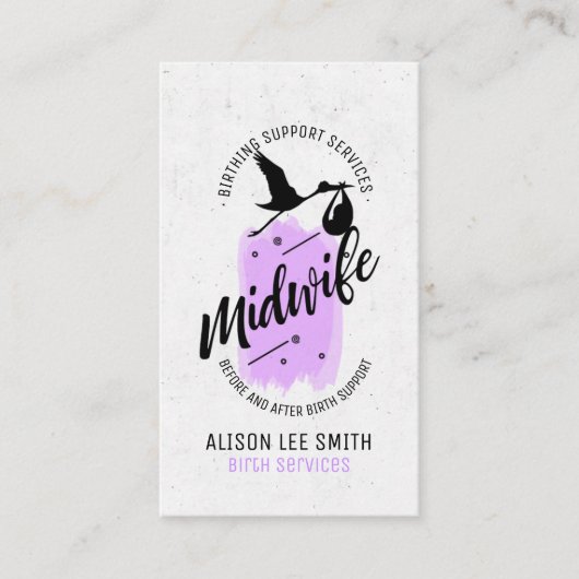Carte De Visite Services d'entraîneur de naissance pour sage-femme (Devant)