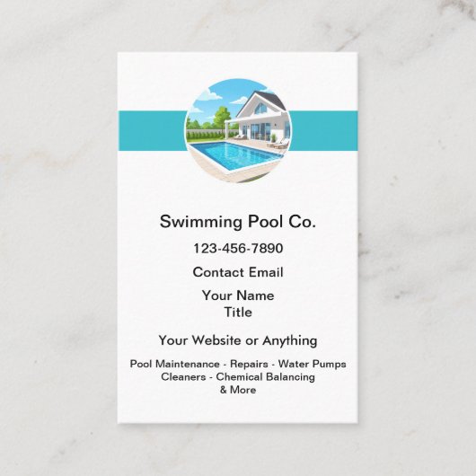 Carte De Visite Services d'entretien de piscine (Devant)