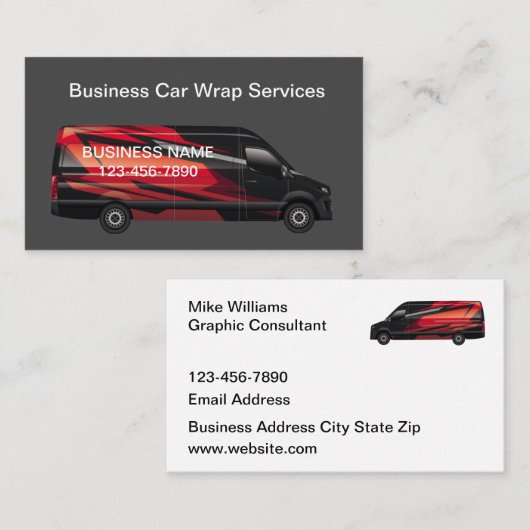Carte De Visite Services d'enveloppement automobile cool (Devant / Derrière)