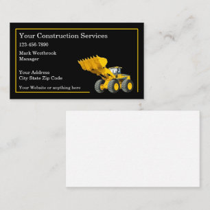 Carte De Visite Services d'équipement d'excavation de constructio