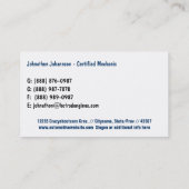 Carte De Visite Services des véhicules à moteur de restauration de (Dos)