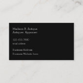 Carte De Visite Services d'évaluation des antiquités (Dos)