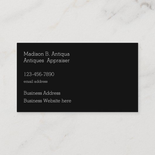 Carte De Visite Services d'évaluation des antiquités (Dos)