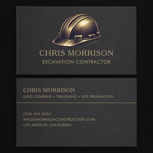 Carte De Visite Services d'excavation Casque Professionnel
