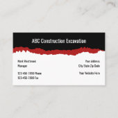 Carte De Visite Services d'excavation de construction (Devant)