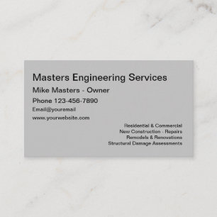 Carte De Visite Services d'ingénierie de construction