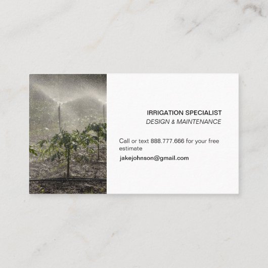 Carte De Visite Services d'irrigation (Dos)
