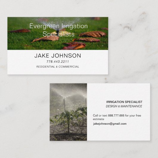 Carte De Visite Services d'irrigation (Devant / Derrière)