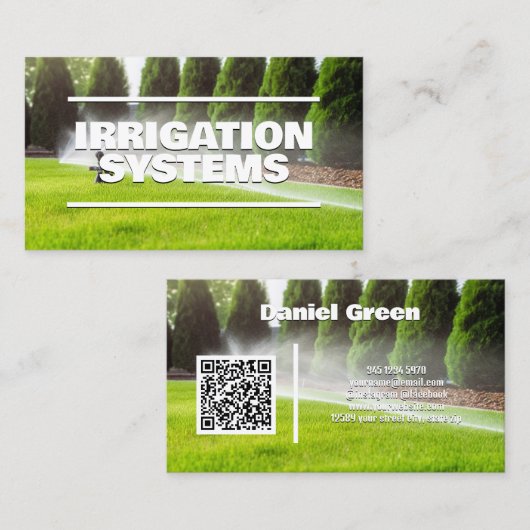 Carte De Visite Services d'irrigation QR personnalisé (Devant / Derrière)
