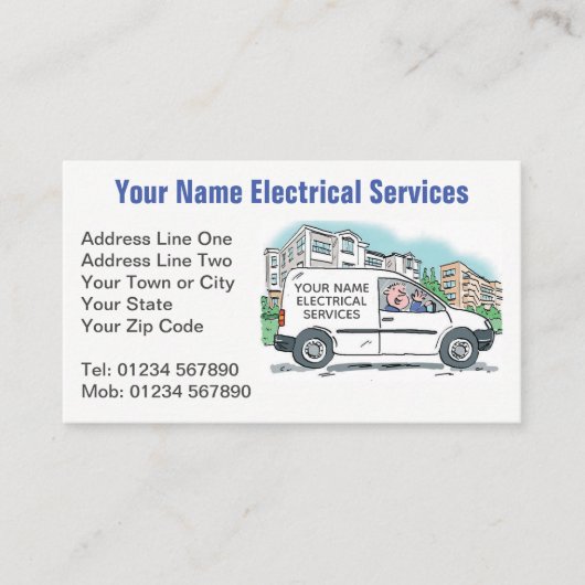 Carte De Visite Services électriques avec nom sur la société Van (Devant)