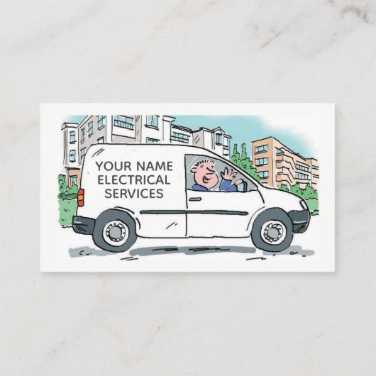 Carte De Visite Services électriques avec nom sur Van Plus QR Code (Dos)