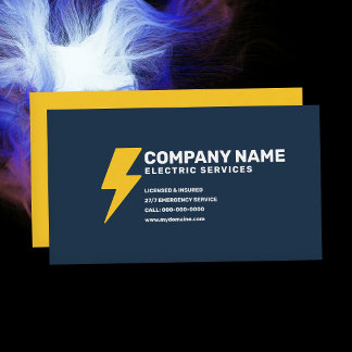 Carte De Visite Services Électriques - Bleu & Jaune
