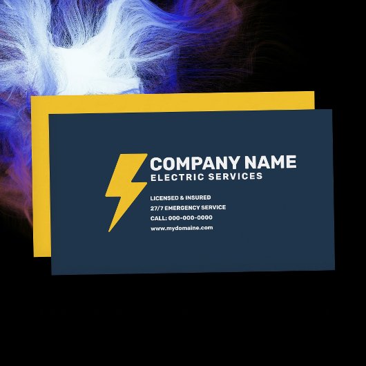 Carte De Visite Services Électriques - Bleu & Jaune