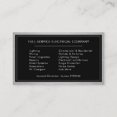 Carte De Visite Services Électriques Silver & Black Électricien (Dos)