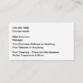Carte De Visite Services et entretien de piscines (Dos)