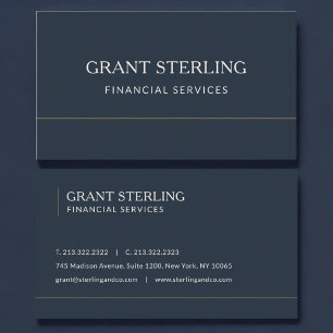 Carte De Visite Services financiers bleu marine professionnel